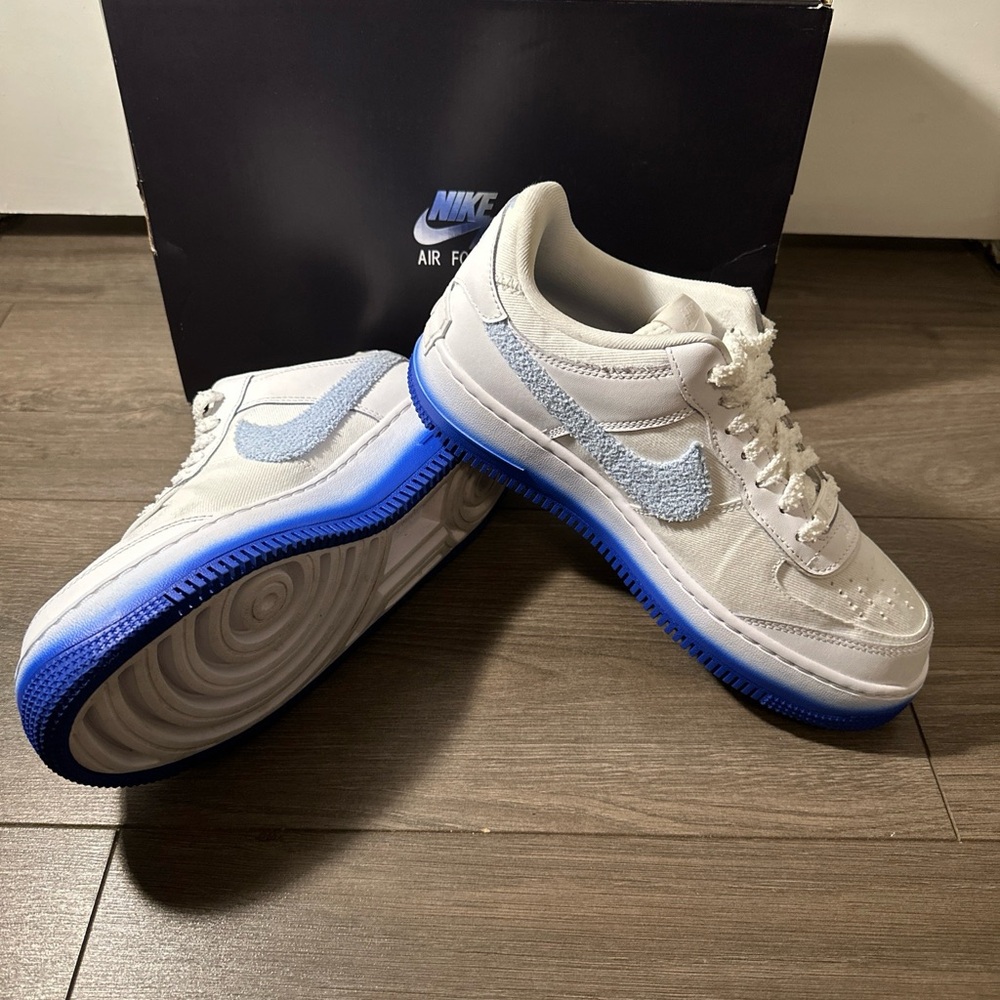 Nike Air Force 1-Size 9W/7.5M Shadow Swoosh Royal Blue Tint Chenille Racer Blue